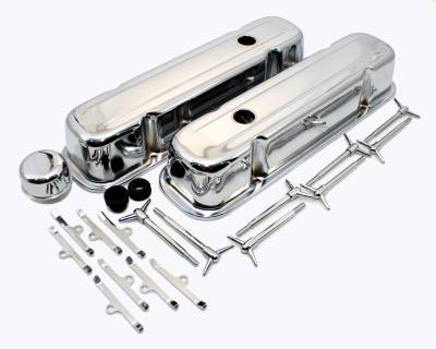 Assault Racing Products - Pontiac V8 301 326 350 455 Chrome Valve Cover Dress Up Kit GTO Trans Am Firebird