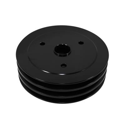 Assault Racing Products - SBC Chevy Black Aluminum Crank Pulley 3 Groove Short Water Pump SWP 350 400