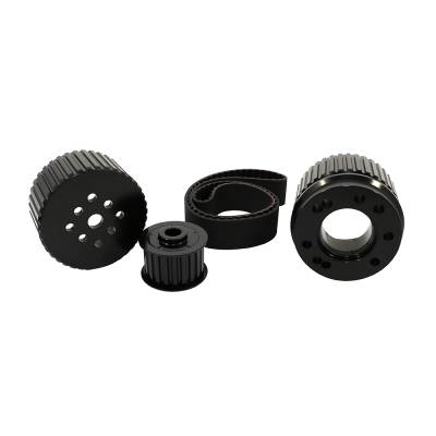 Assault Racing Products - SBF Small Block Ford Billet Black Aluminum Gilmer Belt Drive Pulley Kit 302 351W