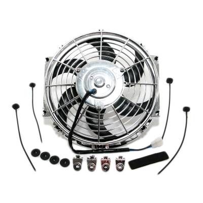 Assault Racing Products - 14" Chrome Curved S-Blade Electric Radiator Cooling Fan Universal / Mounting Kit