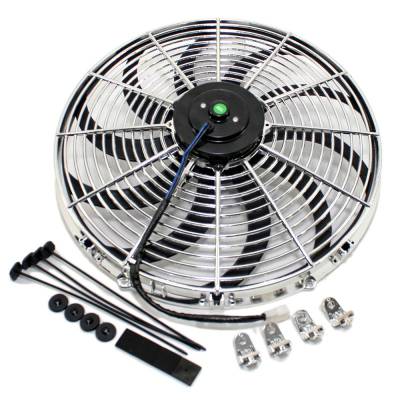Assault Racing Products - 16" Chrome S-Blade Electric Radiator Universal Cooling Fan w/ Mounting Kit
