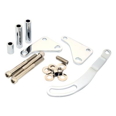 Assault Racing Products - Small Block Chevy Saginaw Power Steering Bracket Chrome Steel SBC W/ Hardware
