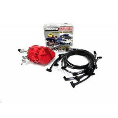 KMJ Performance Parts - SBC Chevy 305 307 327 350 400 HEI Distributor & Moroso Spark Plug Wires 90* Kit
