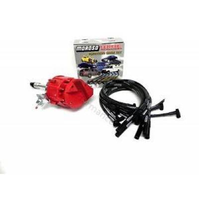 KMJ Performance Parts - Big Block Chevy 454 HEI Distributor & Moroso Mag-Tune Black Spark Plug Wires