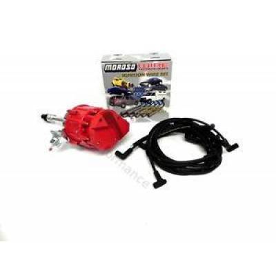 KMJ Performance Parts - Small Block SBC Chevy 305 350 400 HEI Distributor & Moroso Race Wires 90* Kit