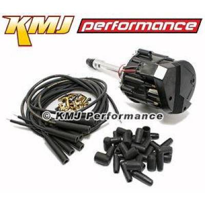 KMJ Performance Parts - Small Big Block SBC BBC Chevy HEI Distributor & Moroso 180* Plug Wires Kit Black