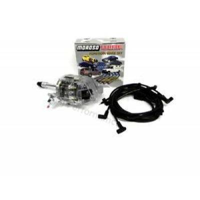 KMJ Performance Parts - SBC Small Block Chevy 305 350 HEI Distributor & Moroso Plug Wires Kit 90* Boot