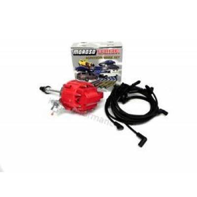 KMJ Performance Parts - Small Block Chevy SBC 350 HEI Distributor with 8mm Moroso Race Plug Wires 90*