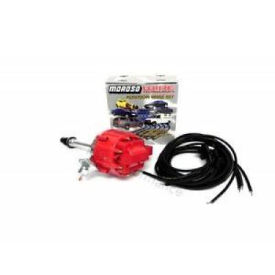 KMJ Performance Parts - SBC BBC Chevy 305 350 454 HEI Distributor & Moroso Mag-Tune 90* Plug Wires Kit