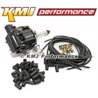 KMJ Performance Parts - Chevy 305 350 454 HEI Distributor & Unassembled Moroso Mag-Tune 90* Plug Wires