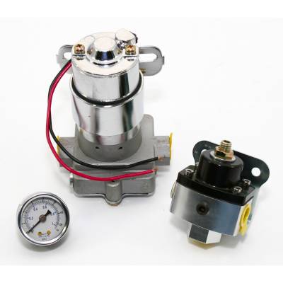 KMJ Performance Parts - Street/Strip Electric Fuel Pump 115GPH Universal w/ Black Regulator & Gauge Kit