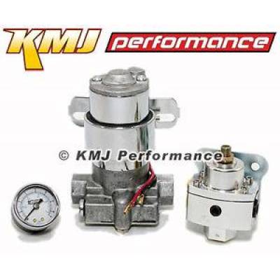 KMJ Performance Parts - Street/Strip Electric Fuel Pump 115GPH Universal w/ Regulator & Pressure Gauge