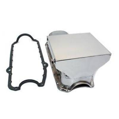 KMJ Performance Parts - 58-79 SBC Chevy Chrome Drag Race Style Oil Pan 7qt 350 400 Small Block W/ Gasket