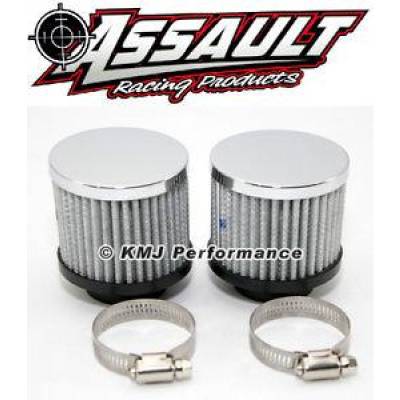 KMJ Performance Parts - Pair 1 1/2"; Non Shielded Circle Track Valve Cover Chrome Breathers IMCA