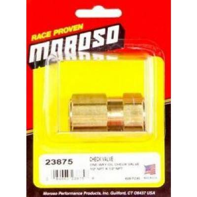 Moroso - Moroso 23875 Brass One Way Oil Check Valve 1/2" NPT Female to 1/2" NPT Female