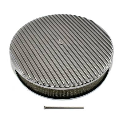 Assault Racing Products - 14" x 3" Full Retro Finned Round Aluminum Air Cleaner Assembly Kit w/ Element