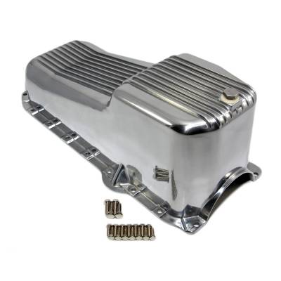 Assault Racing Products - 80-85 SBC Chevy Retro Finned Polished Aluminum Oil Pan - 305 350 5.7 Small Block