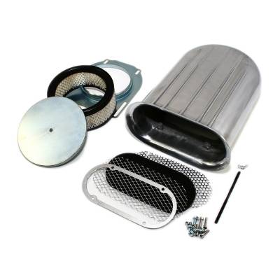 Assault Racing Products - Polished Aluminum Hilborn Style Carburetor Wide Fin Air Cleaner Hood Scoop Kit