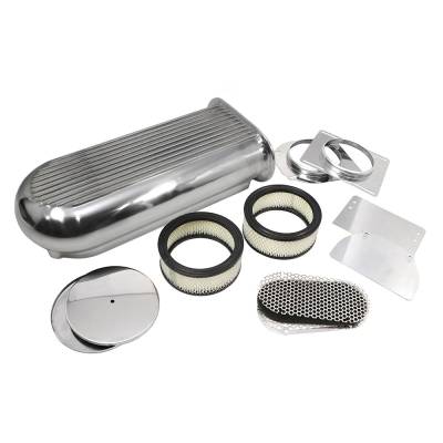 Assault Racing Products - Polished Aluminum Hilborn Style Finned Air Scoop Single/Dual 4 Barrel Carburetor