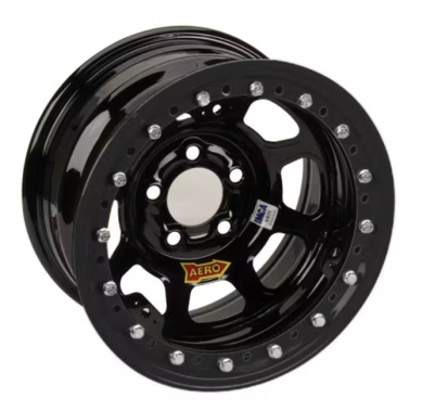 Aero Race Wheels - Aero Race Wheels 53-184730 15" x 8" / 5 on 4-3/4 / 3 Off - Black Powdercoat Roll-Formed Beadlock Wheels - #53-184730