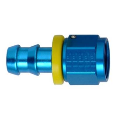 Fragola - -8 Female / -6 Hose Blue Aluminum Push-On Straight Fitting