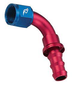 RoadRunner Performance - RoadRunner Performance 90 degree AN 10 RED/BLUE Push Lock Fitting RRP PL10-10FJ90RB