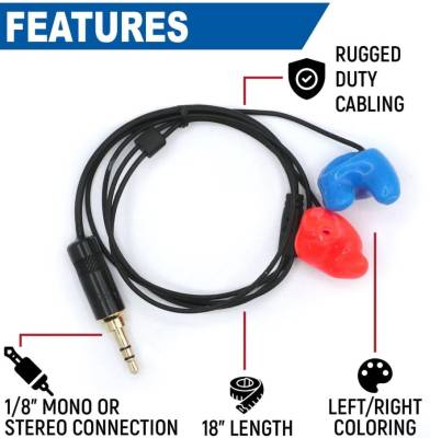 Rugged Radios - Challenger Semi-Custom Molded Ear Bud Speakers with 1/8" Plug RUG CHALLENGER-SEMI-STEREO