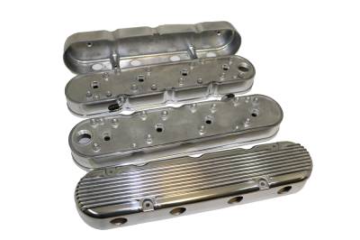 Assault Racing Products - Chevy LS1 LS6 Polished Aluminum 2pc Finned Valve Covers LS2 LS7 LS3 LSX 6.0 KMJ JM8082-2P