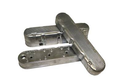 Assault Racing Products - Chevy LS1 LS6 Satin Aluminum 2pc Finned Valve Covers LS2 LS7 LS3 LSX 6.0 KMJ JM8082-2