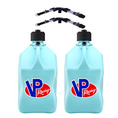 VP Racing Fuels - VP Fuel 2 Pack 5 Gallon Fuel Cans + 2 Hoses and Benders - SKY BLUE