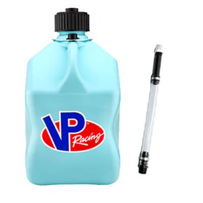VP Racing Fuels - VP Racing 5 Gallon Square Fuel Jug + 1 Filler Hose - SKY BLUE