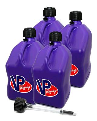 VP Racing Fuels - VP Racing 4-Pack Square Fuel Jugs with extra Cap and Filler Hose -PURPLE
