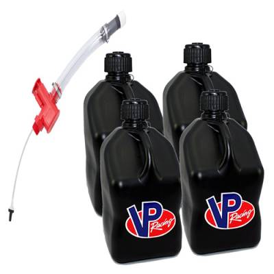 VP Racing Fuels - 4-VP Racing Square Fuel Jugs with Trigger Hose - BLACK