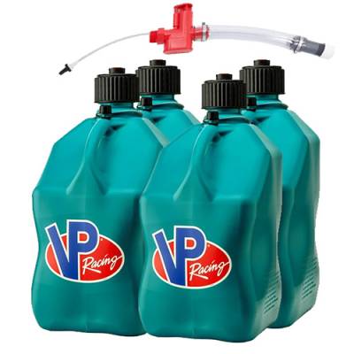 VP Racing Fuels - 4 VP Racing Square Fuel Jug with Trigger Hose -CARIBBEAN BLUE