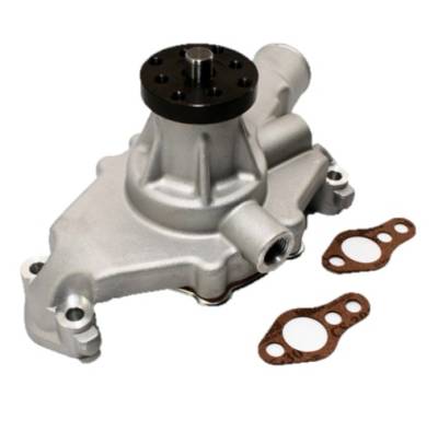 KMJ Performance Parts - Small Block Chevy 350 High Volume Short Aluminum Water Pump Satin 5/8"; Pilot SBC