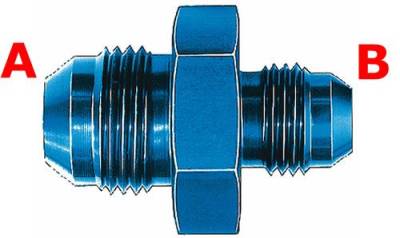 Aeroquip FCM2167 Union Reducer Fitting -12 AN to -10 AN Blue Anodized Aluminum