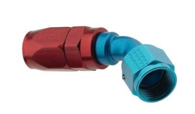 RE-USEABLE PRO-FLOW HOSE ENDS - 45 Degree Fittings  - Fragola - -6 Blue Aluminum 45 Degree Fitting