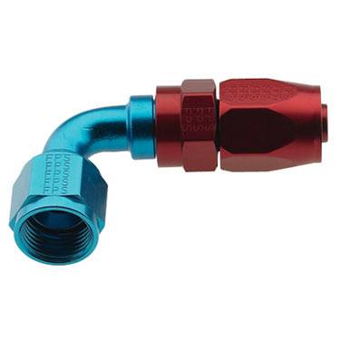 RE-USEABLE PRO-FLOW HOSE ENDS - 90 Degree Fittings  - Fragola - -4 Blue Aluminum 90 Degree Fitting