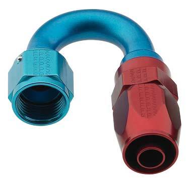 RE-USEABLE PRO-FLOW HOSE ENDS - 180 Degree Fittings  - Fragola - -10 Blue Aluminum 180 Degree Fitting