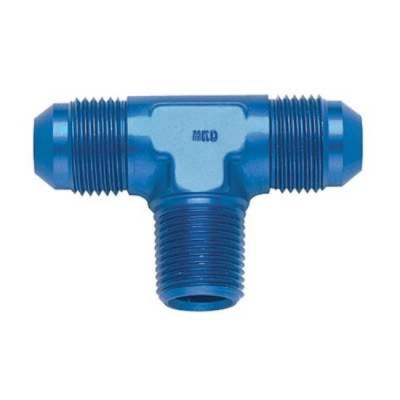 Aluminum AN Fittings - Aluminum Flare to Pipe Tee Fittings - Fragola - Blue -8 AN Male Run Tee to 3/8" Pipe
