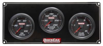 QuickCar 63-3012 Redline LED Lit Black Face Digital Stepper 3 Gauge Panel- Oil Pressure/Water Temp/ Fuel Pressure