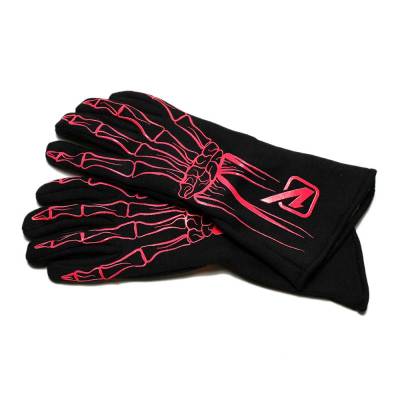 Driving Gloves - Double Layer - Velocita - FLO PINK Velocita Skeleton 2 Layer Racing Gloves