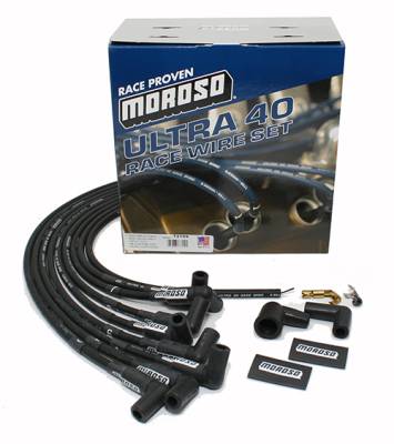 Moroso - Moroso 73709 Black Ultra 40 Spark Plug Wires Small Block 350 SBC Chevy HEI Style - Image 1