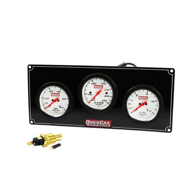 QuickCar 61-7012 Extreme White Face Gauge Panel Fuel / Oil Pressure Water Temp