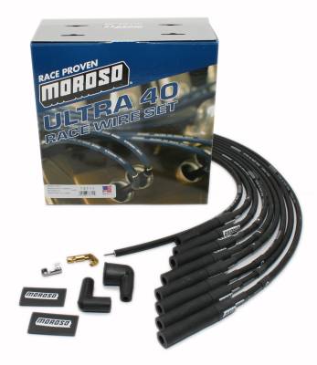 Ignition and Electrical - Spark Plug Wires  - Moroso - Moroso 73711 Black Ultra 40 Spark Plug Wires Chevy Big Block BBC HEI 396 427 454