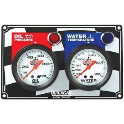 QuickCar 61-6001 Dual 2 Gauge Panel Oil Pressure & Water Temp w/ Warning Lights