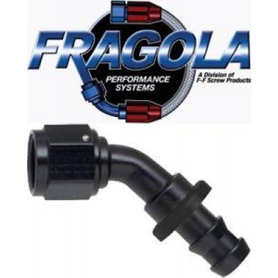 Fragola 204516-BL 16 AN Push Lock Aluminum 45 Degree Hose Fitting Black IMCA