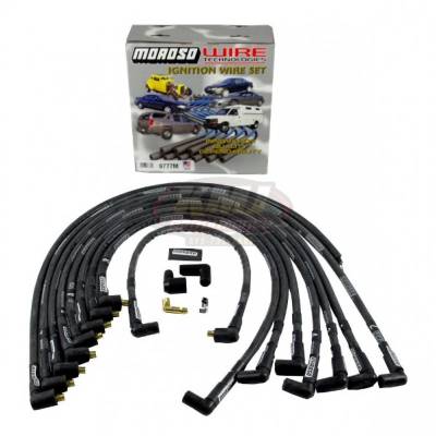 Ignition and Electrical - Spark Plug Wires  - Moroso - Moroso 9777M Sleeved Black Spark Plug Wires Set BBC Big Block Chevy 396 454