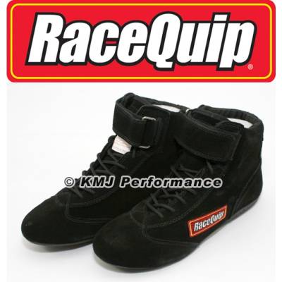 RaceQuip 30300090 Size 9 Mid-Top SFI Racing Driving Shoes Black Suede Karting