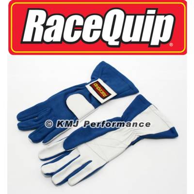 RaceQuip 312026 X-Large 2-Layer Blue Auto Racing Driving Gloves Nomex SFI Rated